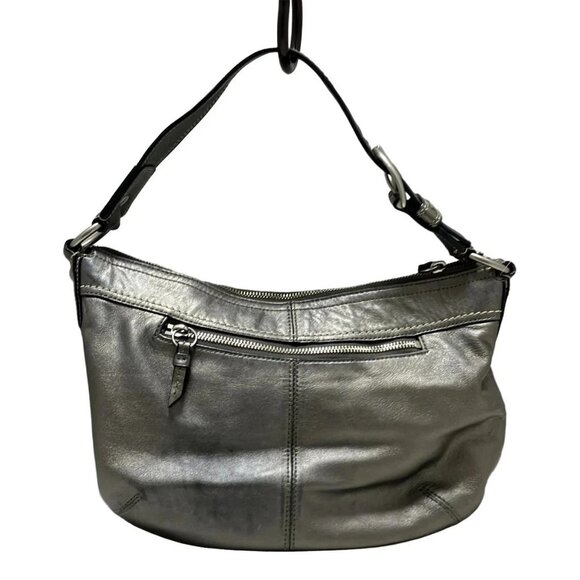 Auth COACH Pleated Leather Hobo F13730 gray metallic Leather - Shoulder Bag - Picture 3 of 12